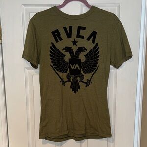 RVCA olive green eagle and sword design tshirt